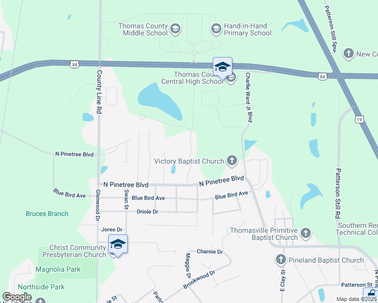 map of restaurants, bars, coffee shops, grocery stores, and more near 137 Cove Landing Drive in Thomasville