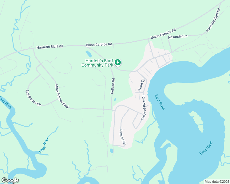 map of restaurants, bars, coffee shops, grocery stores, and more near 239 Pelican Road in Woodbine