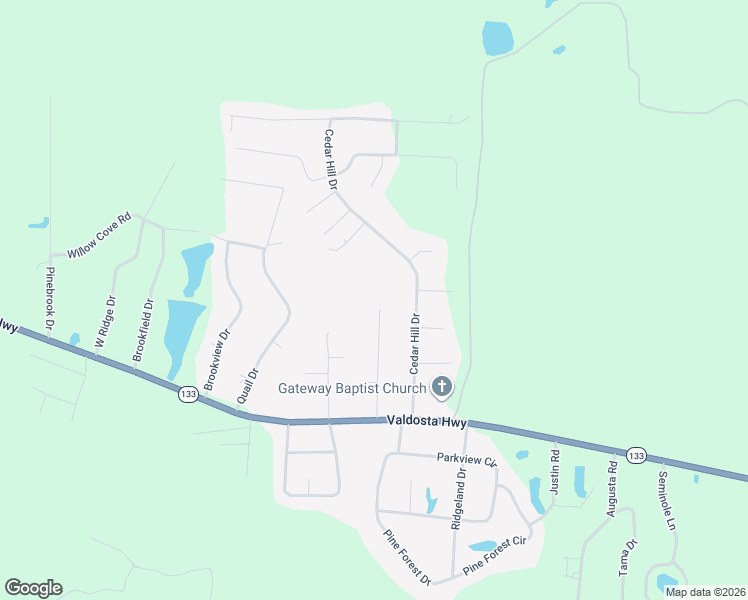 map of restaurants, bars, coffee shops, grocery stores, and more near 242 Knotty Pine Drive in Valdosta
