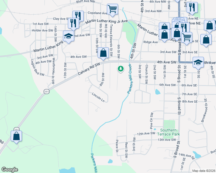 map of restaurants, bars, coffee shops, grocery stores, and more near 600 7th Street Southwest in Cairo