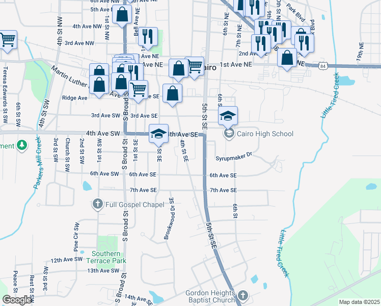 map of restaurants, bars, coffee shops, grocery stores, and more near 481 4th Street Southeast in Cairo