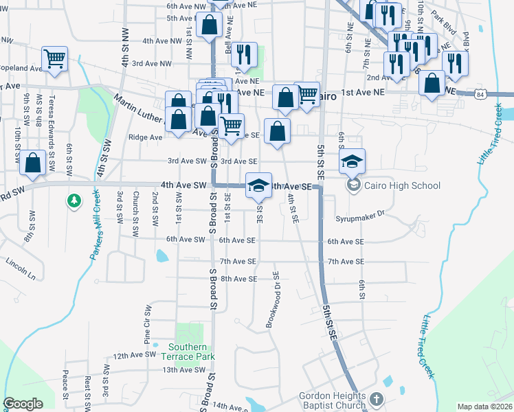 map of restaurants, bars, coffee shops, grocery stores, and more near 436 3rd Street Southeast in Cairo