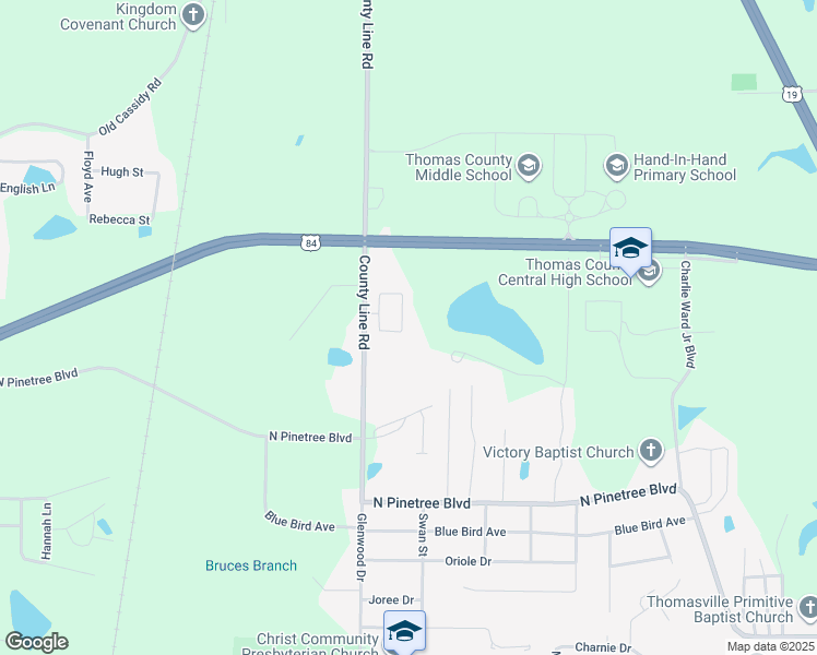 map of restaurants, bars, coffee shops, grocery stores, and more near 122 Dove Hill Circle in Thomasville