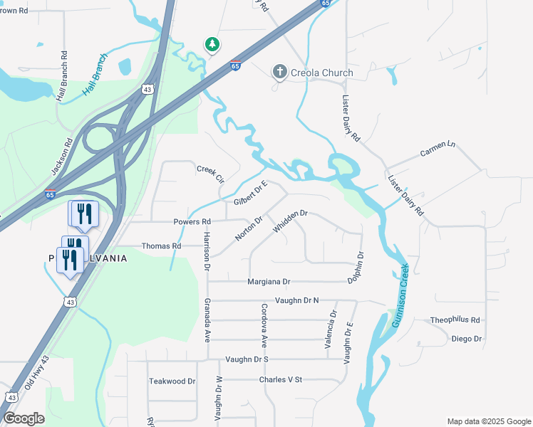 map of restaurants, bars, coffee shops, grocery stores, and more near 6299 Pine Laurel Ct in Satsuma