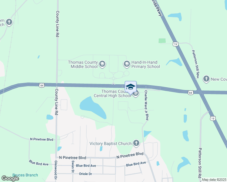 map of restaurants, bars, coffee shops, grocery stores, and more near 164 Cove Landing Drive in Thomasville