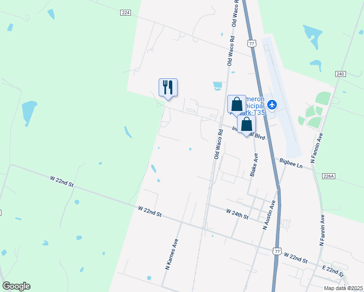 map of restaurants, bars, coffee shops, grocery stores, and more near 2776 South Highway 77 in Cameron