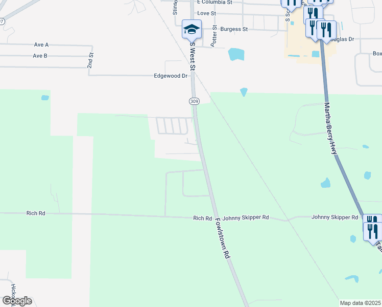 map of restaurants, bars, coffee shops, grocery stores, and more near 103 Fountain Drive in Bainbridge