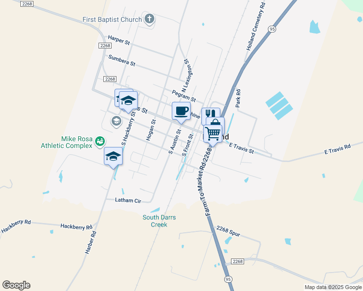 map of restaurants, bars, coffee shops, grocery stores, and more near 201 South Front Street in Holland