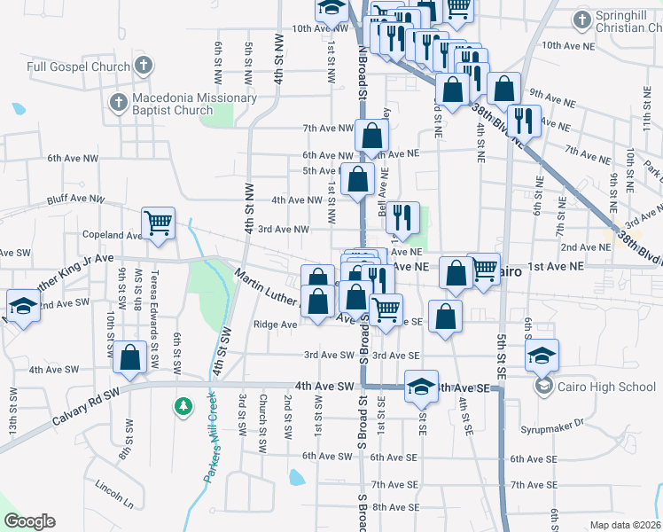 map of restaurants, bars, coffee shops, grocery stores, and more near 101 1st Street Northwest in Cairo
