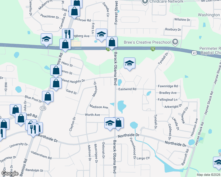 map of restaurants, bars, coffee shops, grocery stores, and more near 3148 Vanelle Drive in Valdosta