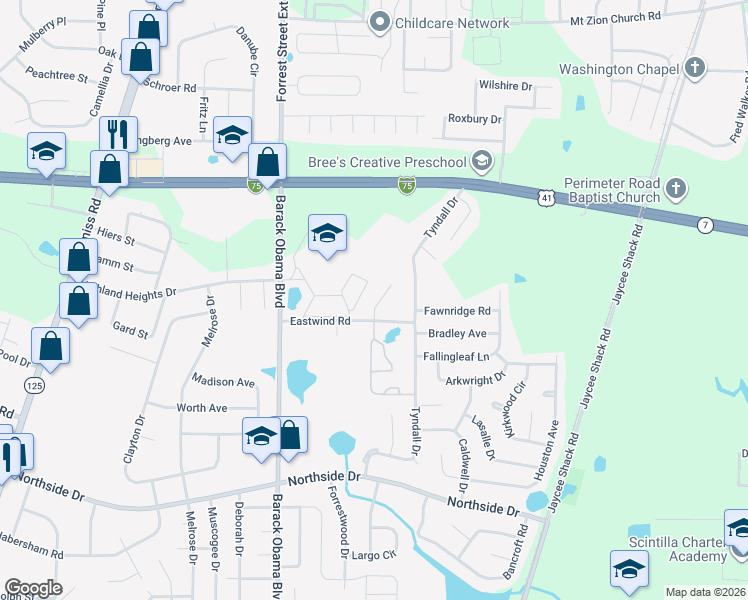 map of restaurants, bars, coffee shops, grocery stores, and more near 3108 Sundance Circle in Valdosta