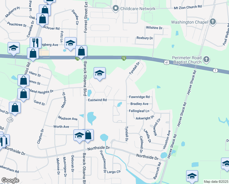map of restaurants, bars, coffee shops, grocery stores, and more near 3108 Sundance Circle in Valdosta