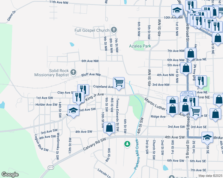 map of restaurants, bars, coffee shops, grocery stores, and more near 804 Copeland Avenue Southwest in Cairo