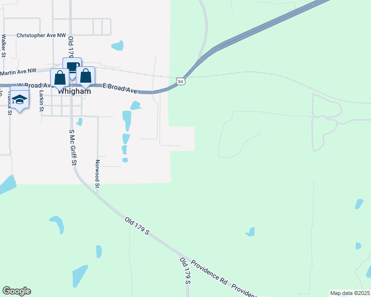 map of restaurants, bars, coffee shops, grocery stores, and more near 415 Ward Street in Whigham