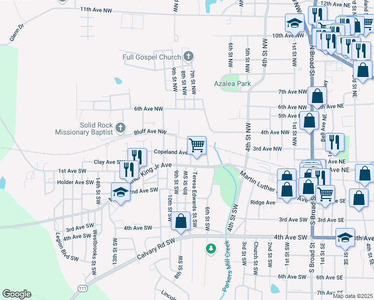 map of restaurants, bars, coffee shops, grocery stores, and more near 804 Copeland Avenue Southwest in Cairo