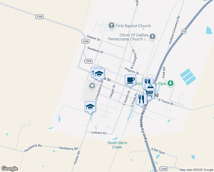 map of restaurants, bars, coffee shops, grocery stores, and more near 404 Crockett Street in Holland