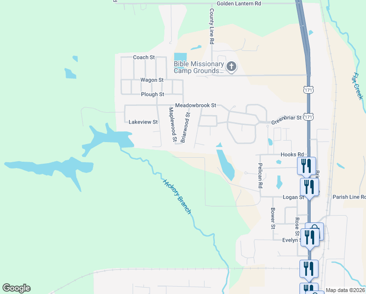 map of restaurants, bars, coffee shops, grocery stores, and more near 259-499 Bob Scalfi Lane in DeRidder