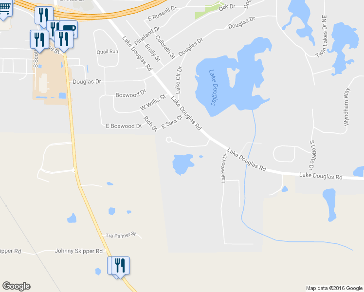 map of restaurants, bars, coffee shops, grocery stores, and more near 176 Douglas Pointe Drive in Bainbridge