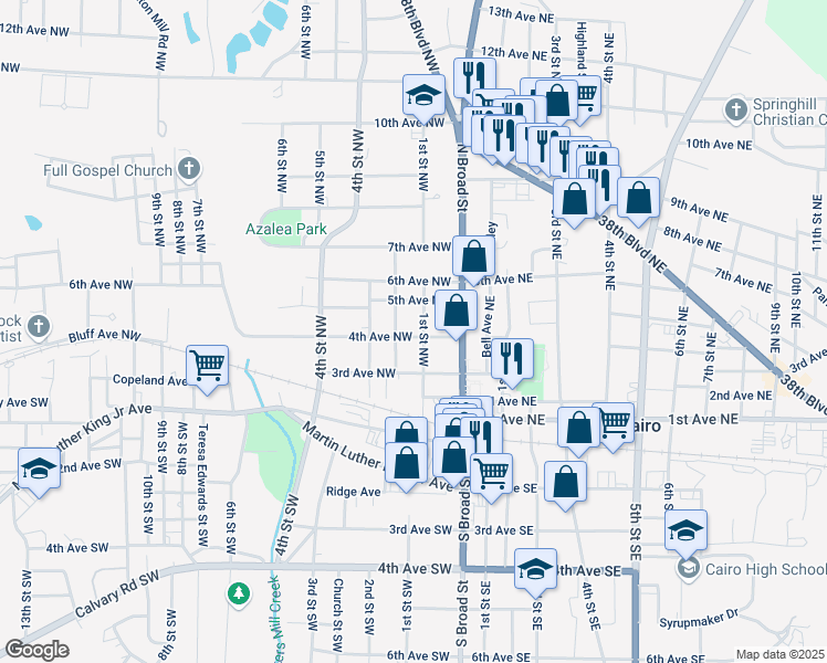map of restaurants, bars, coffee shops, grocery stores, and more near 403 1st Street Southeast in Cairo