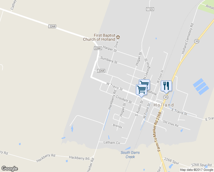 map of restaurants, bars, coffee shops, grocery stores, and more near 601 West Travis Street in Holland