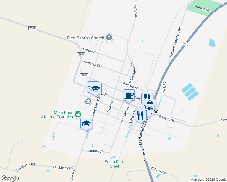 map of restaurants, bars, coffee shops, grocery stores, and more near 103 Hogan Street in Holland