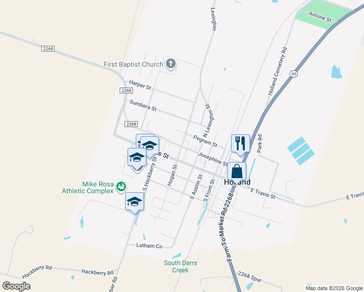 map of restaurants, bars, coffee shops, grocery stores, and more near 103 Hogan Street in Holland