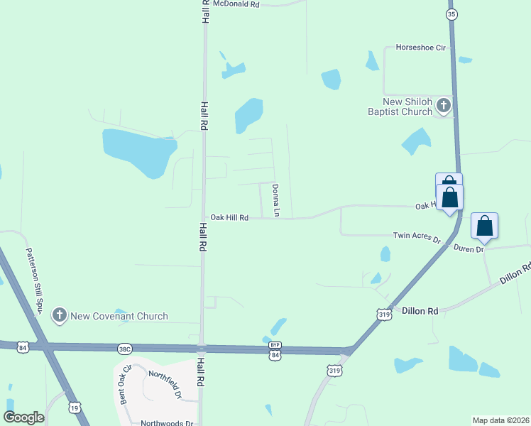 map of restaurants, bars, coffee shops, grocery stores, and more near 25 Donna Lane in Thomasville