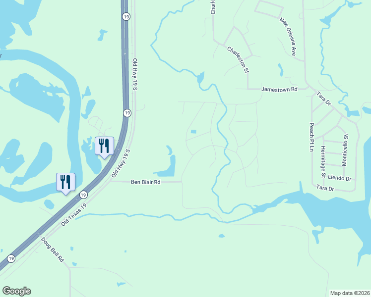 map of restaurants, bars, coffee shops, grocery stores, and more near 525 Ben Blair Road in Trinity