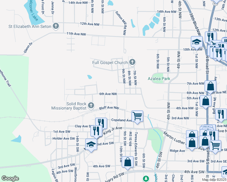 map of restaurants, bars, coffee shops, grocery stores, and more near 1032 6th Avenue Northwest in Cairo