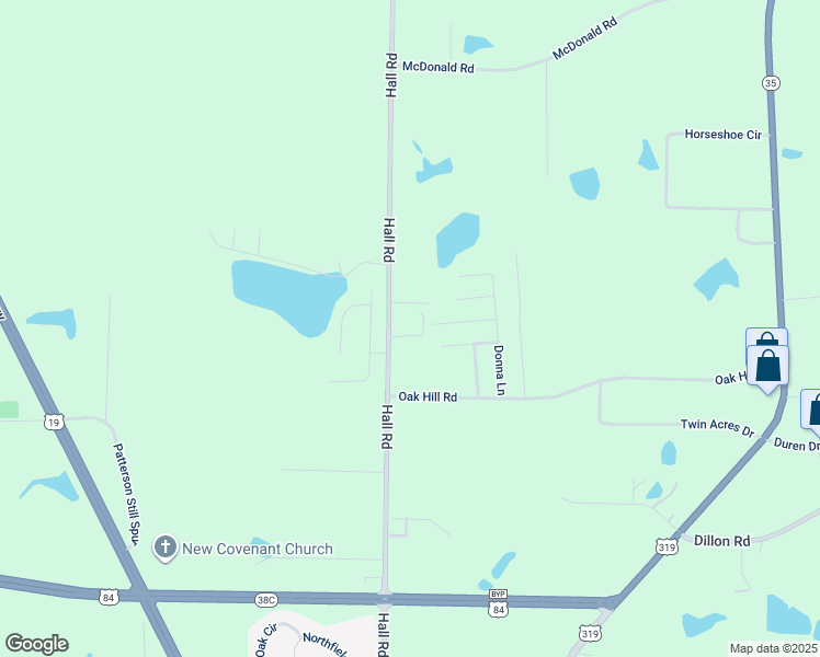 map of restaurants, bars, coffee shops, grocery stores, and more near 1656 Hall Road in Thomasville