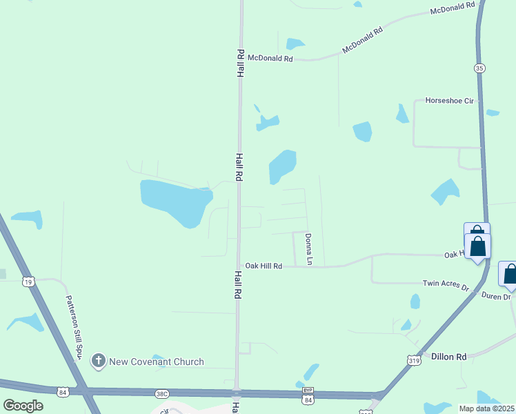 map of restaurants, bars, coffee shops, grocery stores, and more near 1656 Hall Road in Thomasville