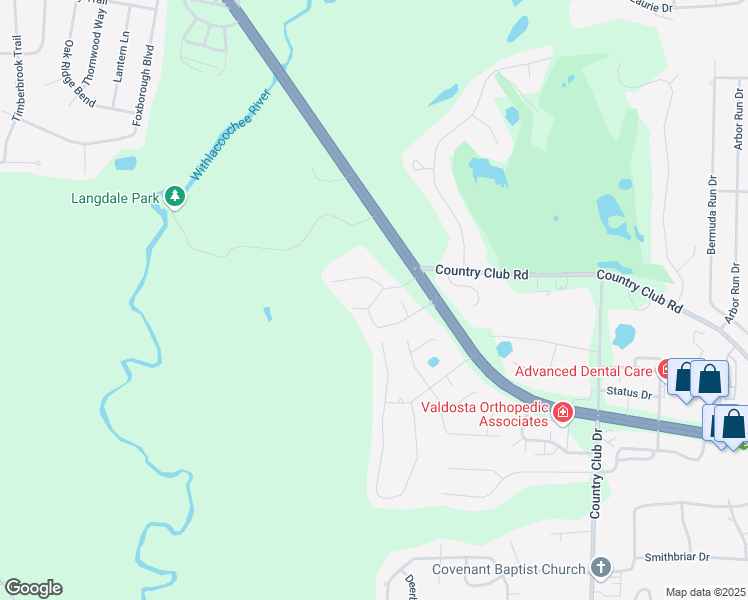 map of restaurants, bars, coffee shops, grocery stores, and more near 512 Knob Hill Road in Valdosta