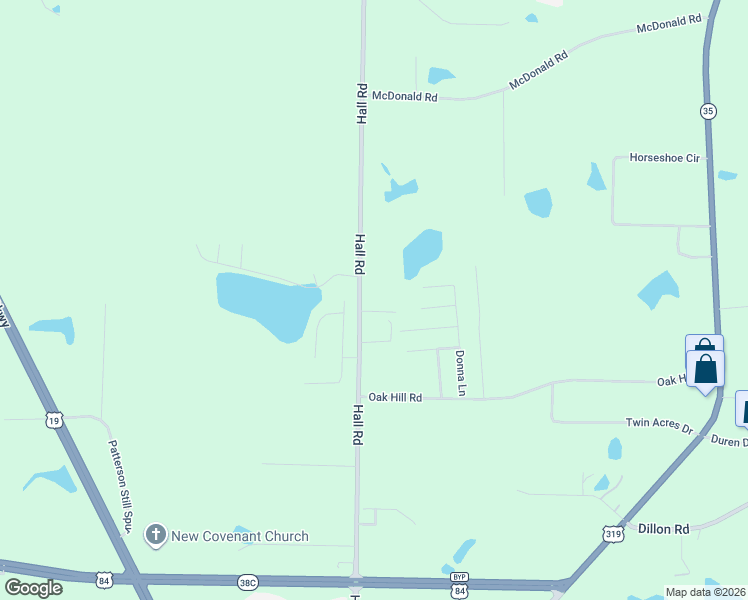 map of restaurants, bars, coffee shops, grocery stores, and more near 1768 Hall Road in Thomasville