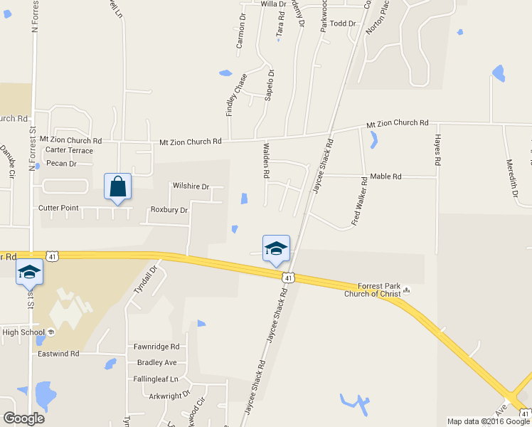 map of restaurants, bars, coffee shops, grocery stores, and more near 4055 Walden Road in Valdosta