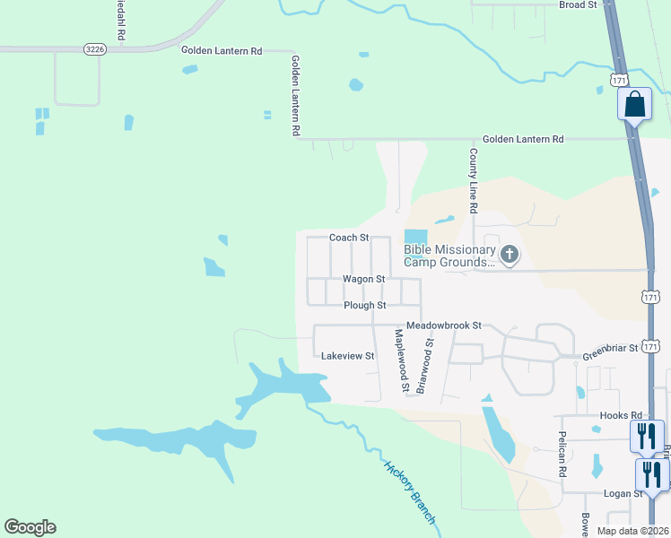 map of restaurants, bars, coffee shops, grocery stores, and more near 111 Maverick Street in DeRidder