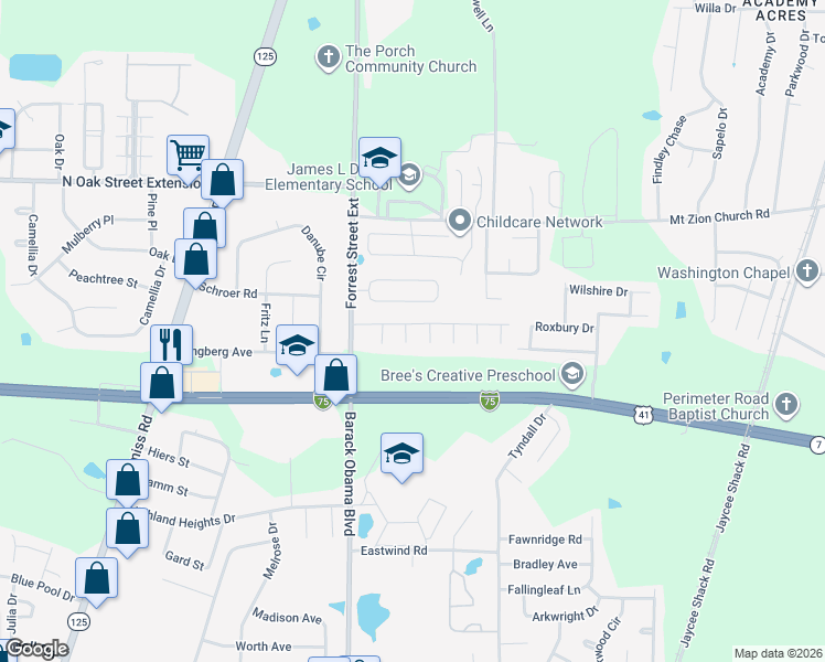 map of restaurants, bars, coffee shops, grocery stores, and more near 3932 Cutter Point in Valdosta