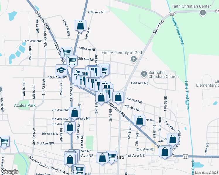 map of restaurants, bars, coffee shops, grocery stores, and more near 894 4th Street Northeast in Cairo