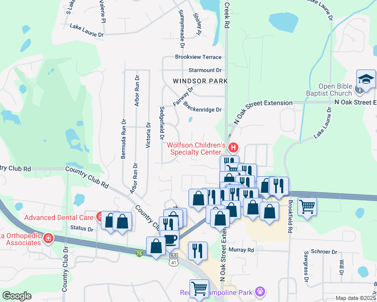 map of restaurants, bars, coffee shops, grocery stores, and more near 3507 Lenox Drive in Valdosta