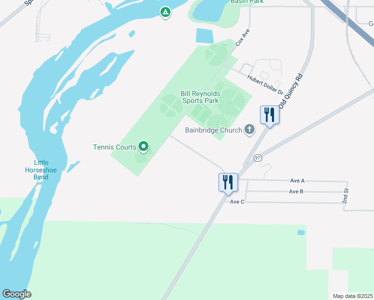 map of restaurants, bars, coffee shops, grocery stores, and more near 1501 Avenue A in Bainbridge
