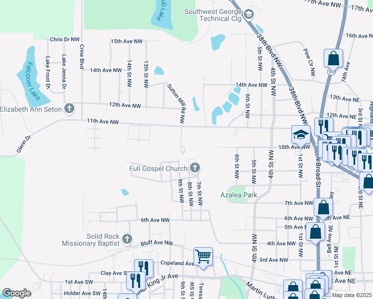 map of restaurants, bars, coffee shops, grocery stores, and more near 1008 Syrup Mill Creek Lane in Cairo