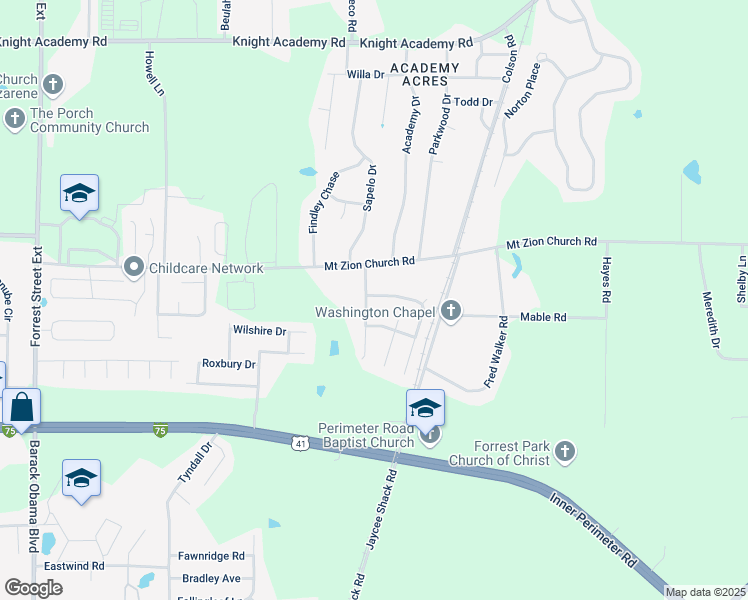 map of restaurants, bars, coffee shops, grocery stores, and more near 4009 Walden Road in Valdosta