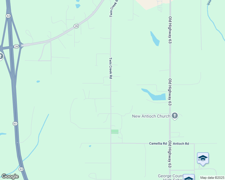 map of restaurants, bars, coffee shops, grocery stores, and more near 248-258 Twin Creek Road in Lucedale
