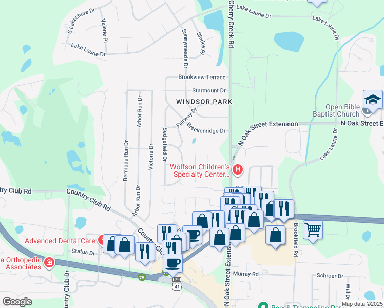 map of restaurants, bars, coffee shops, grocery stores, and more near 3547 Lenox Drive in Valdosta