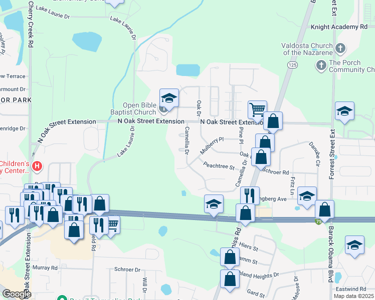 map of restaurants, bars, coffee shops, grocery stores, and more near 4005 Rubra Place in Valdosta