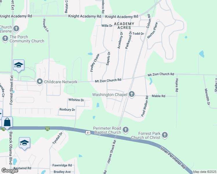 map of restaurants, bars, coffee shops, grocery stores, and more near 4009 Walden Road in Valdosta