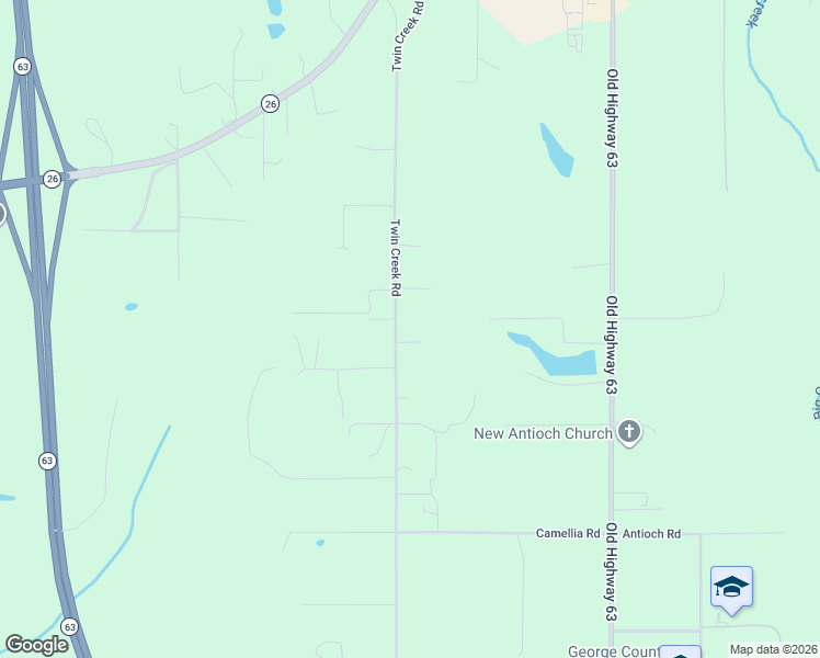 map of restaurants, bars, coffee shops, grocery stores, and more near 248-258 Twin Creek Road in Lucedale
