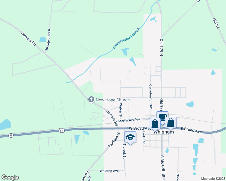 map of restaurants, bars, coffee shops, grocery stores, and more near 303 Clark Drive in Whigham