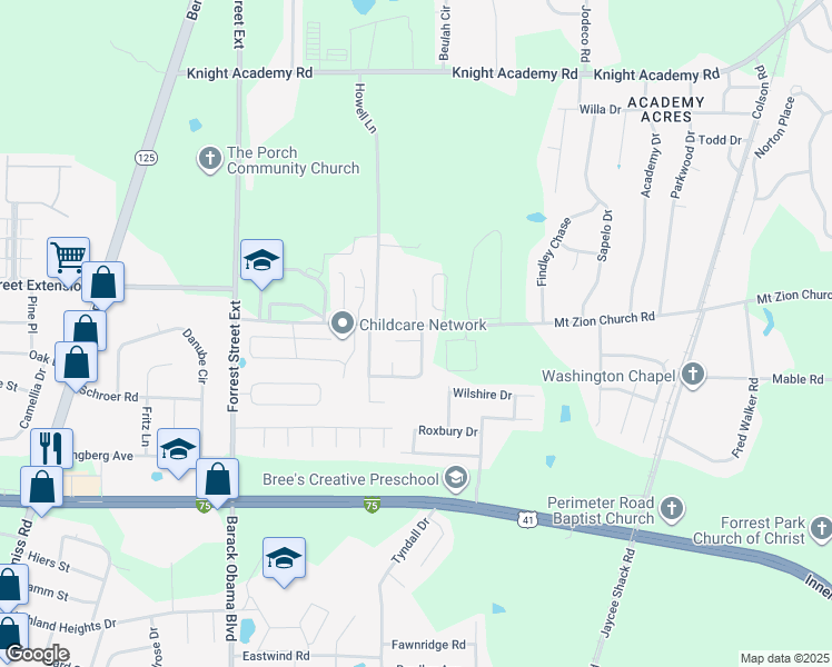 map of restaurants, bars, coffee shops, grocery stores, and more near 3700 Cambium Court in Valdosta