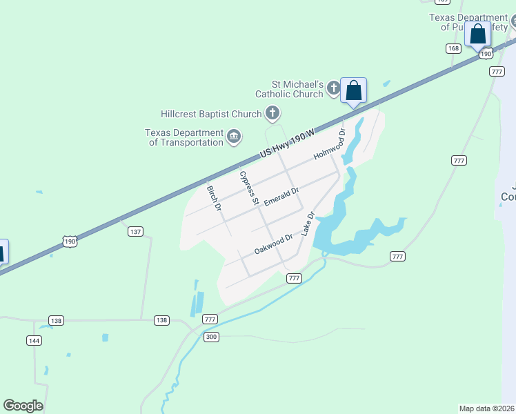 map of restaurants, bars, coffee shops, grocery stores, and more near 824 Cypress Street in Jasper