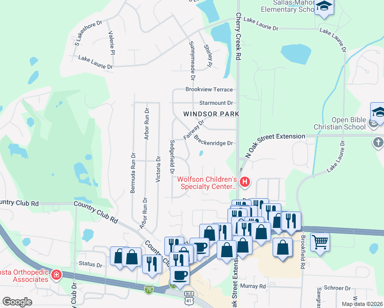 map of restaurants, bars, coffee shops, grocery stores, and more near 3547 Lenox Drive in Valdosta